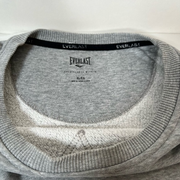 Everlast Crewneck Unisex Grey Sweater Classic Lounge Embroidered Logo E Size XL - Picture 9 of 14